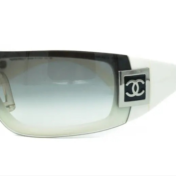 CHANEL White and Black Gradient Shield Sunglasses main image 5